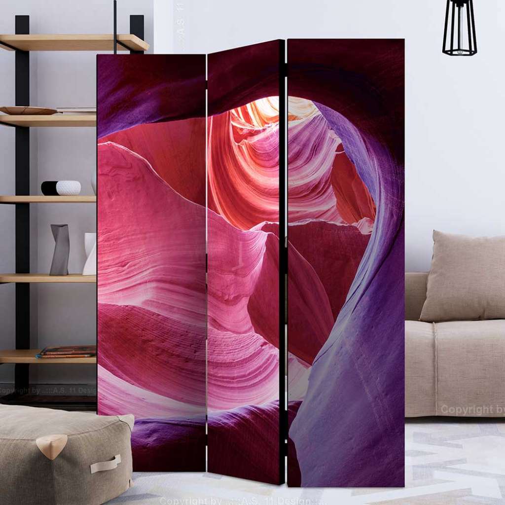 Paravent modern in Pink und Lila Fels Motiv