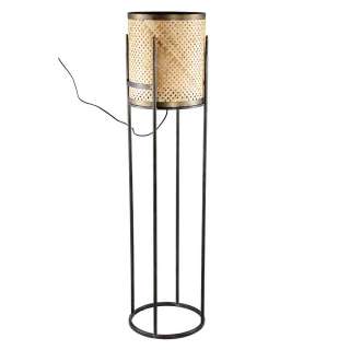 Stehlampe in Beige und Schwarz Rattan Geflecht