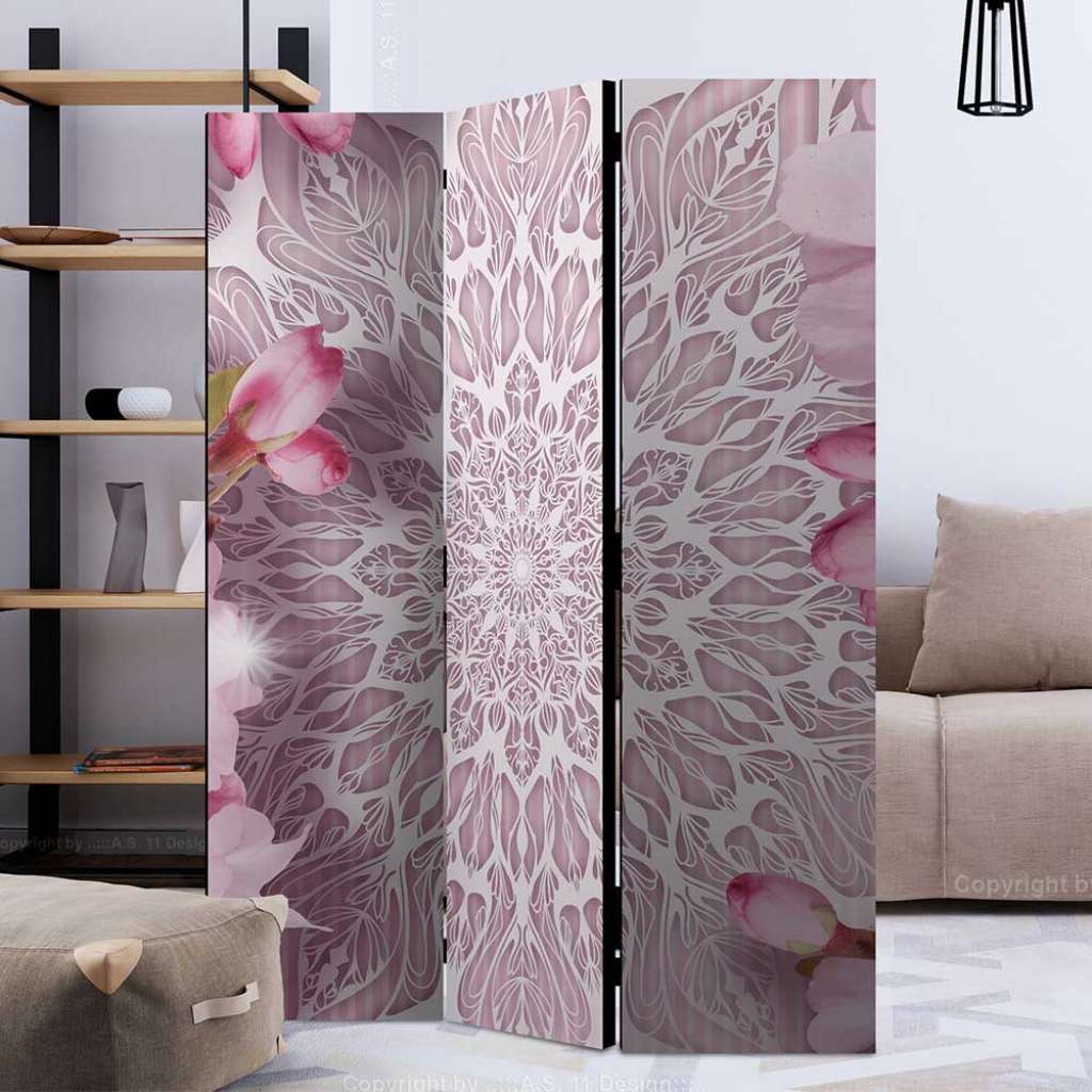 Paravent Trennwand mit Kirschblüten Motiv Mandala