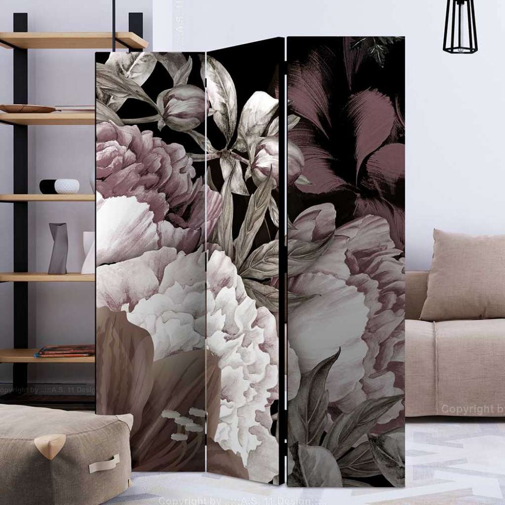 Raumteiler Paravent im Vintage Look Blumen Motiv