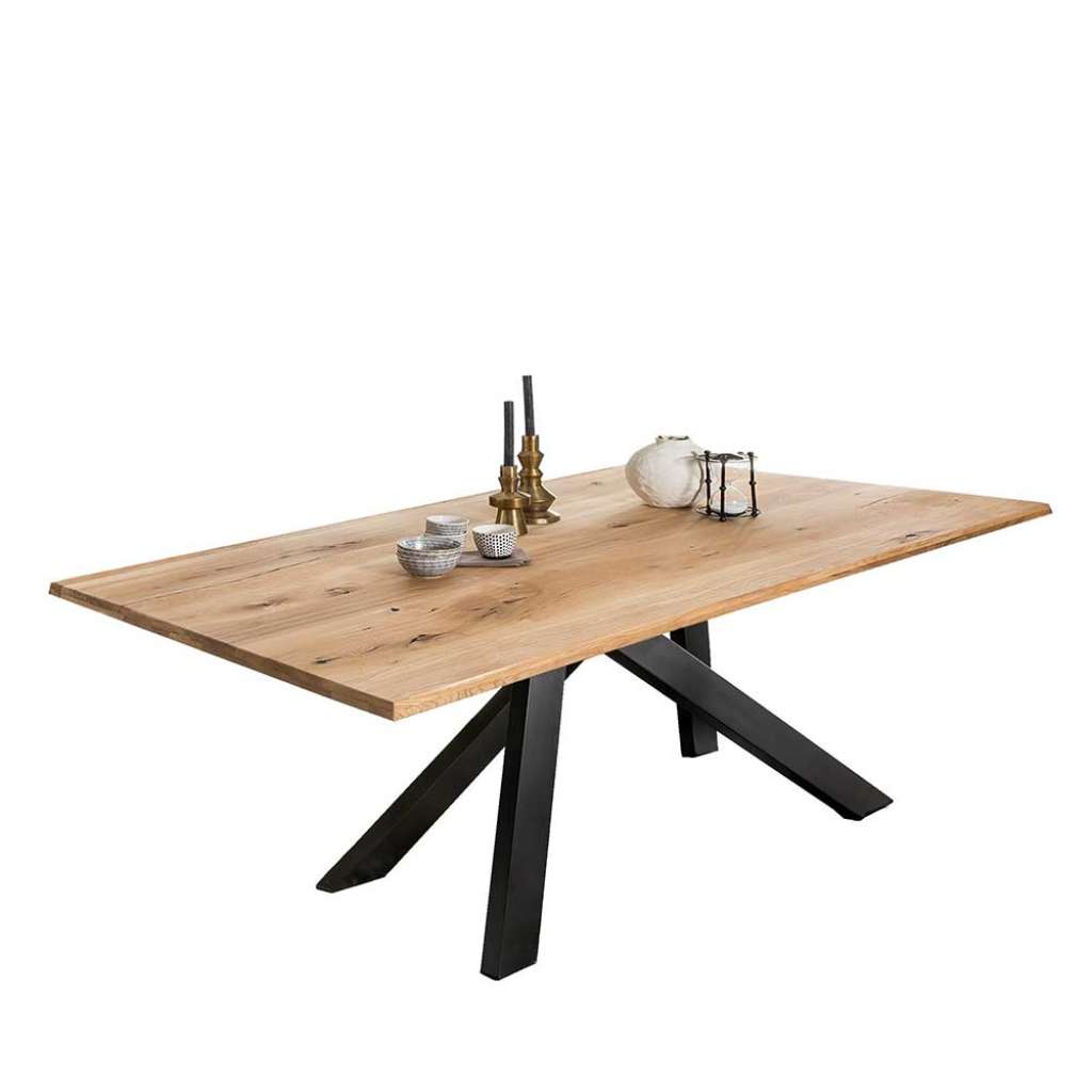 Wildeiche Tisch mit Massivholzplatte geölt Industry und Loft Stil