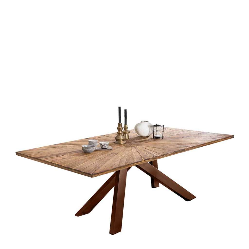 Teak Esszimmertisch mit Massivholzplatte Recyclingholz