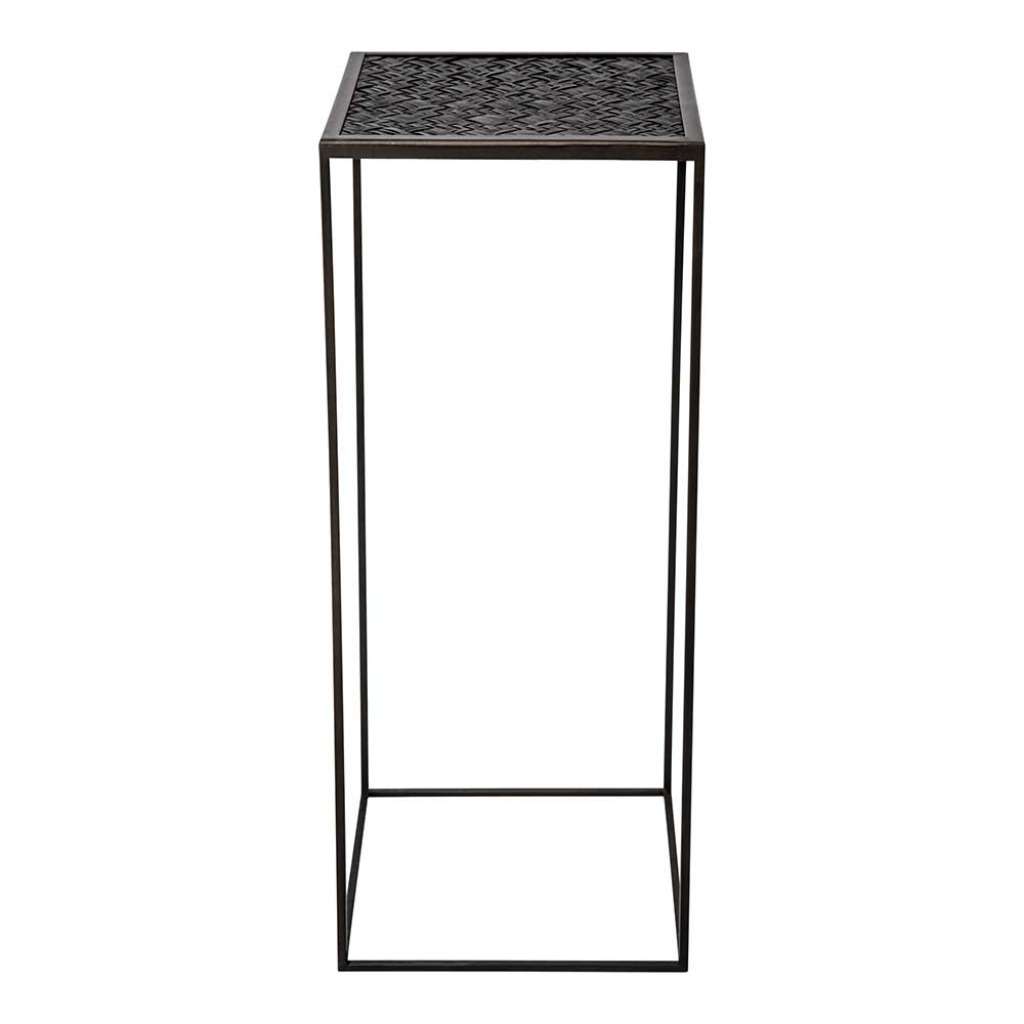 Skandi Blumentisch in Schwarz Rattan Geflecht und Metall