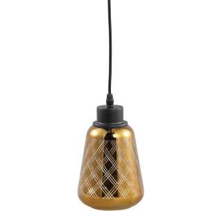 Glas Hängelampe in Goldfarben und Schwarz modernem Design