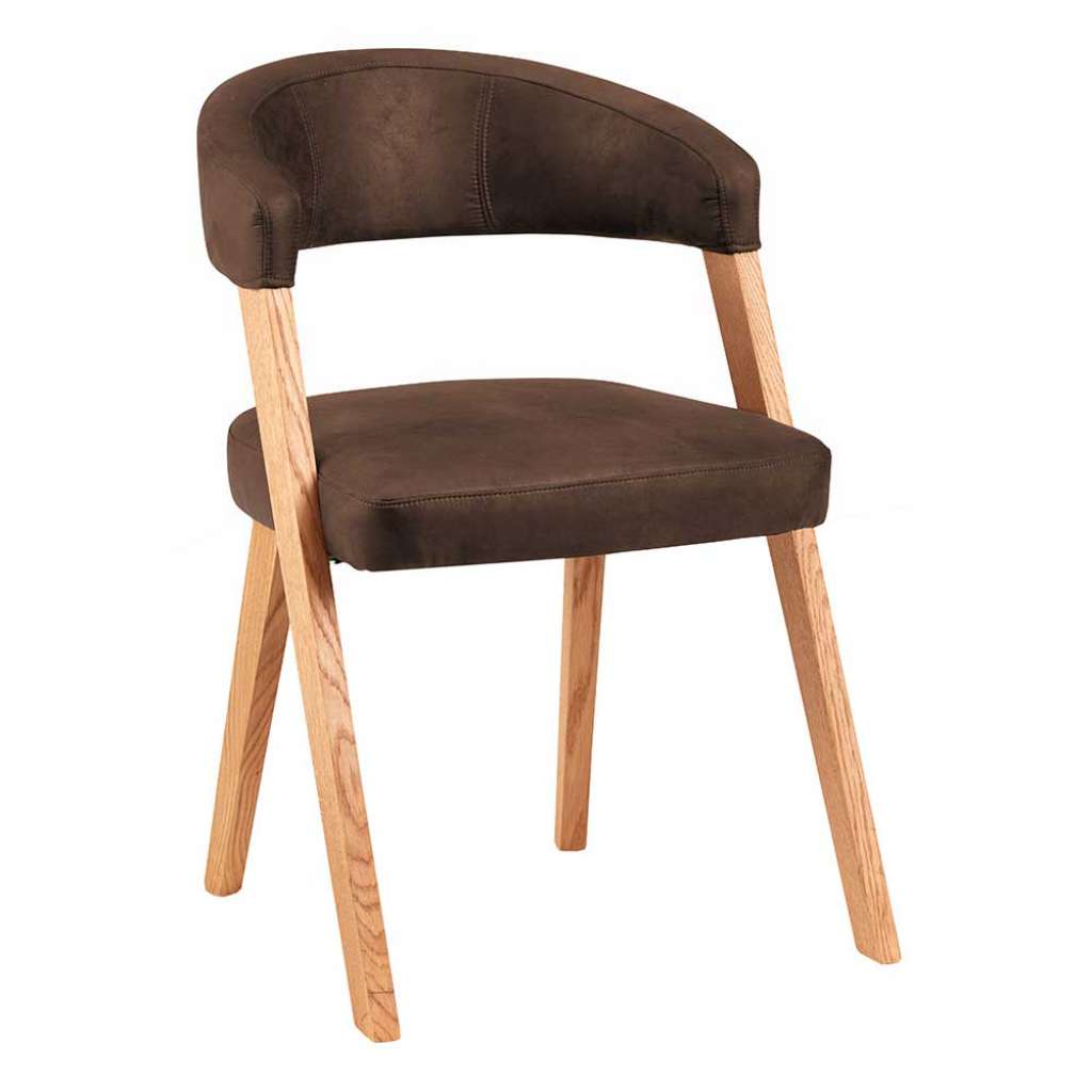 Armlehnstuhl aus Wildeiche Massivholz gepolsterter Rückenlehne