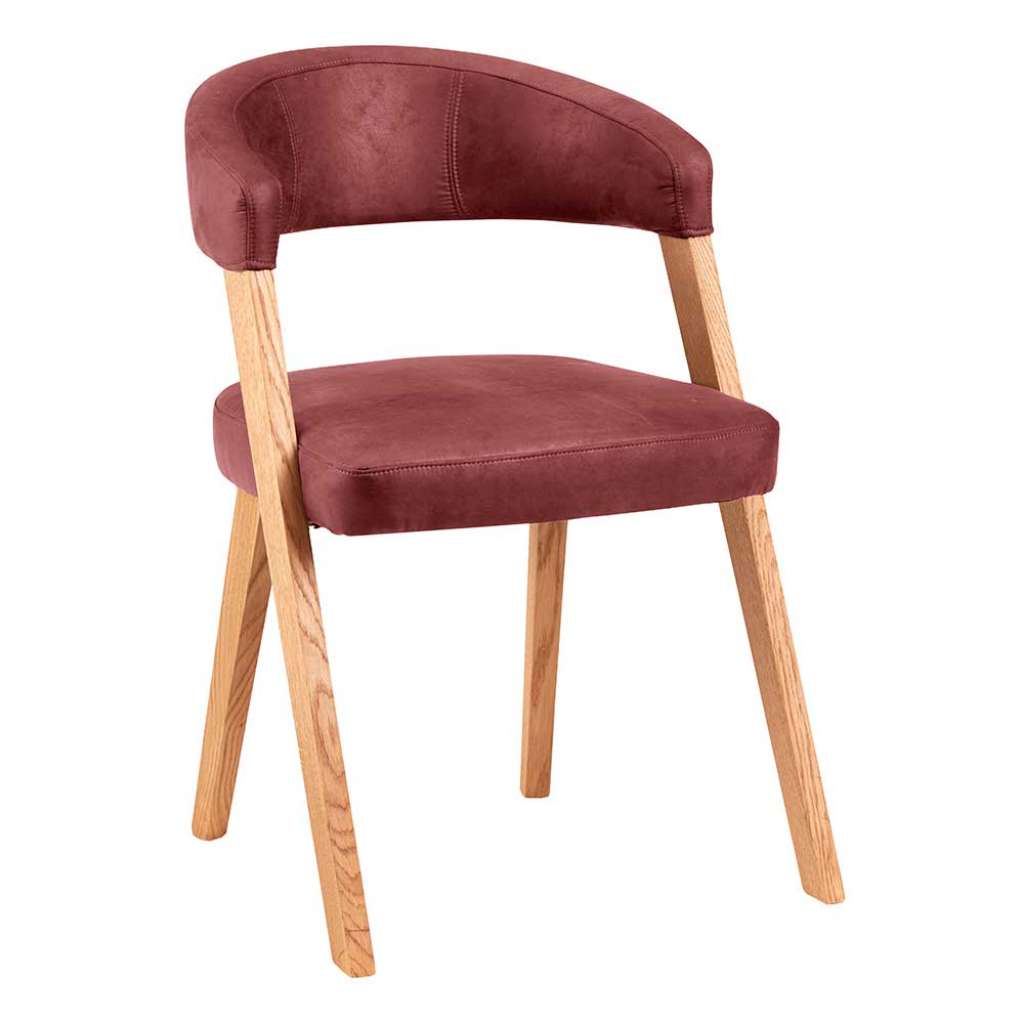 Armlehnenstuhl in Rot und Wildeiche Gestell aus Massivholz