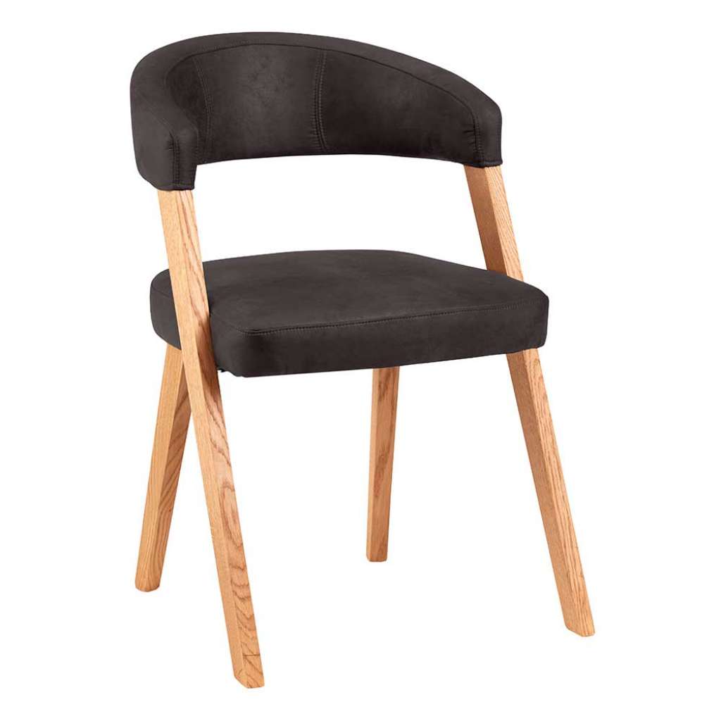 Armlehnenstuhl in Anthrazit Gestell aus Wildeiche Massivholz