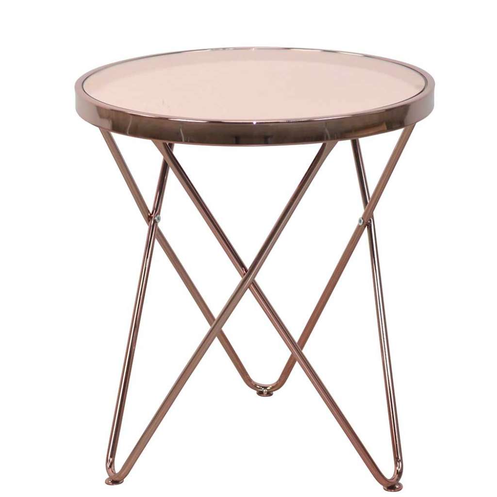Wohnzimmer Tisch in Rosegold Spiegelglasplatte