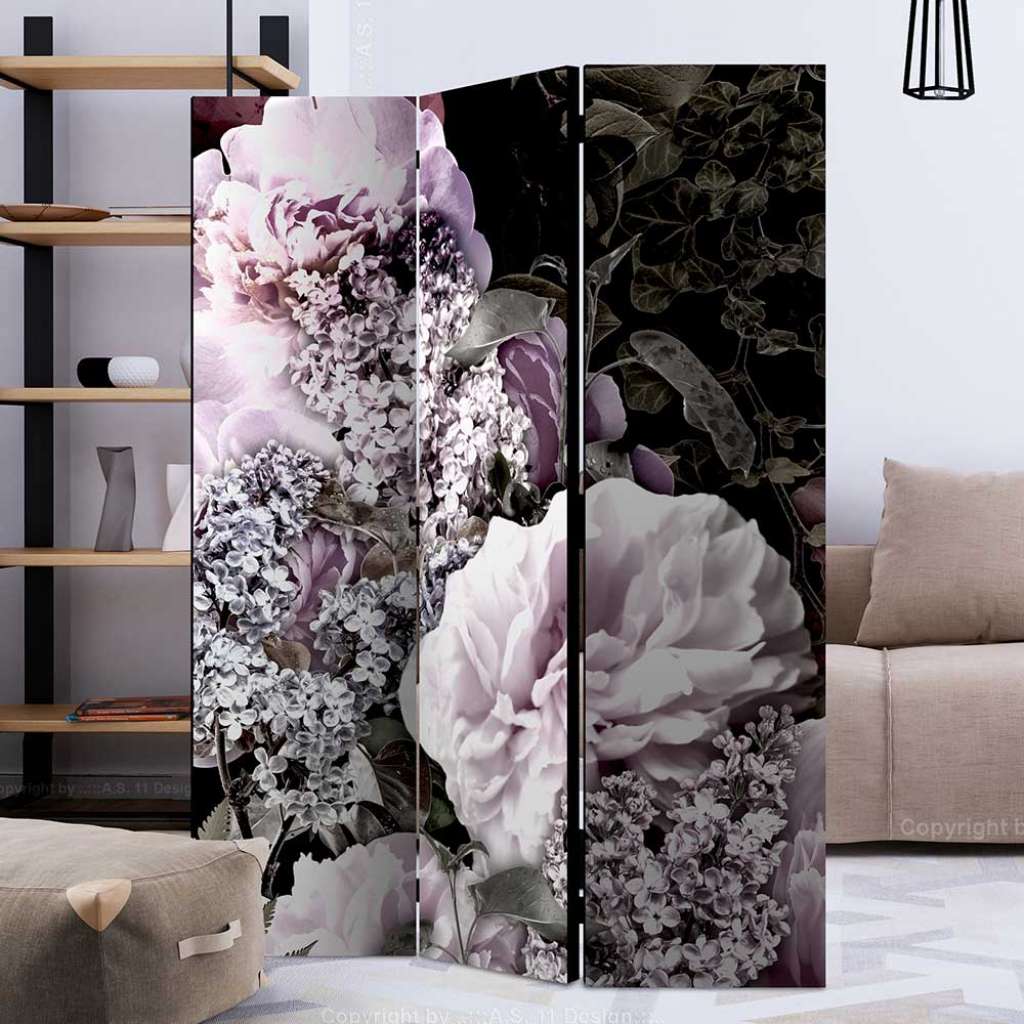 Spanische Wand im Vintage Look Rosen und Flieder Motiv