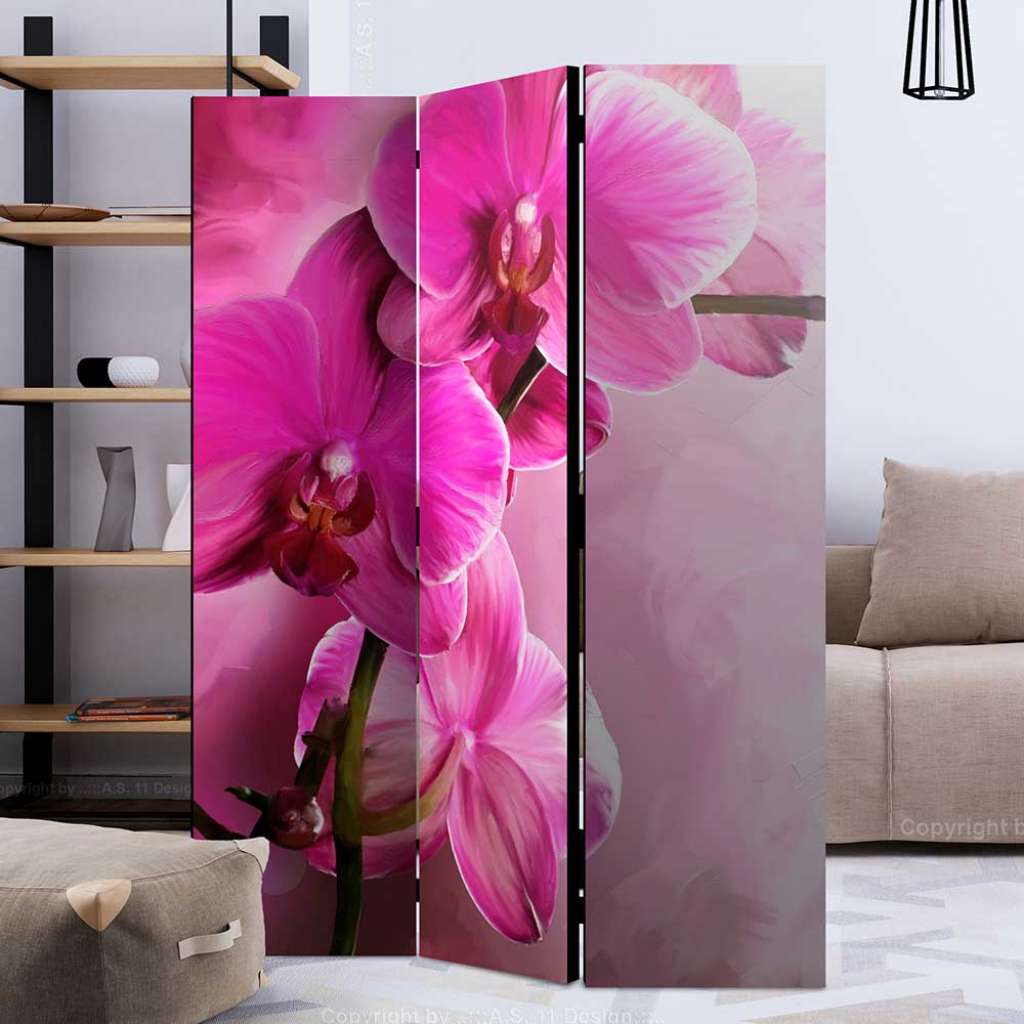Paravent Raumteiler floral Pink und Rosa Orchideen Motiv