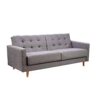 Ausklappbares Sofa in Grau Webstoff Skandi Design