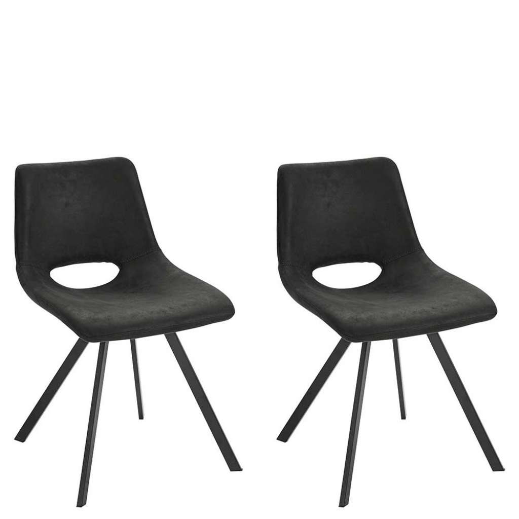 Küchenstühle in Anthrazit und Schwarz Rückenausschnitt (2er Set)