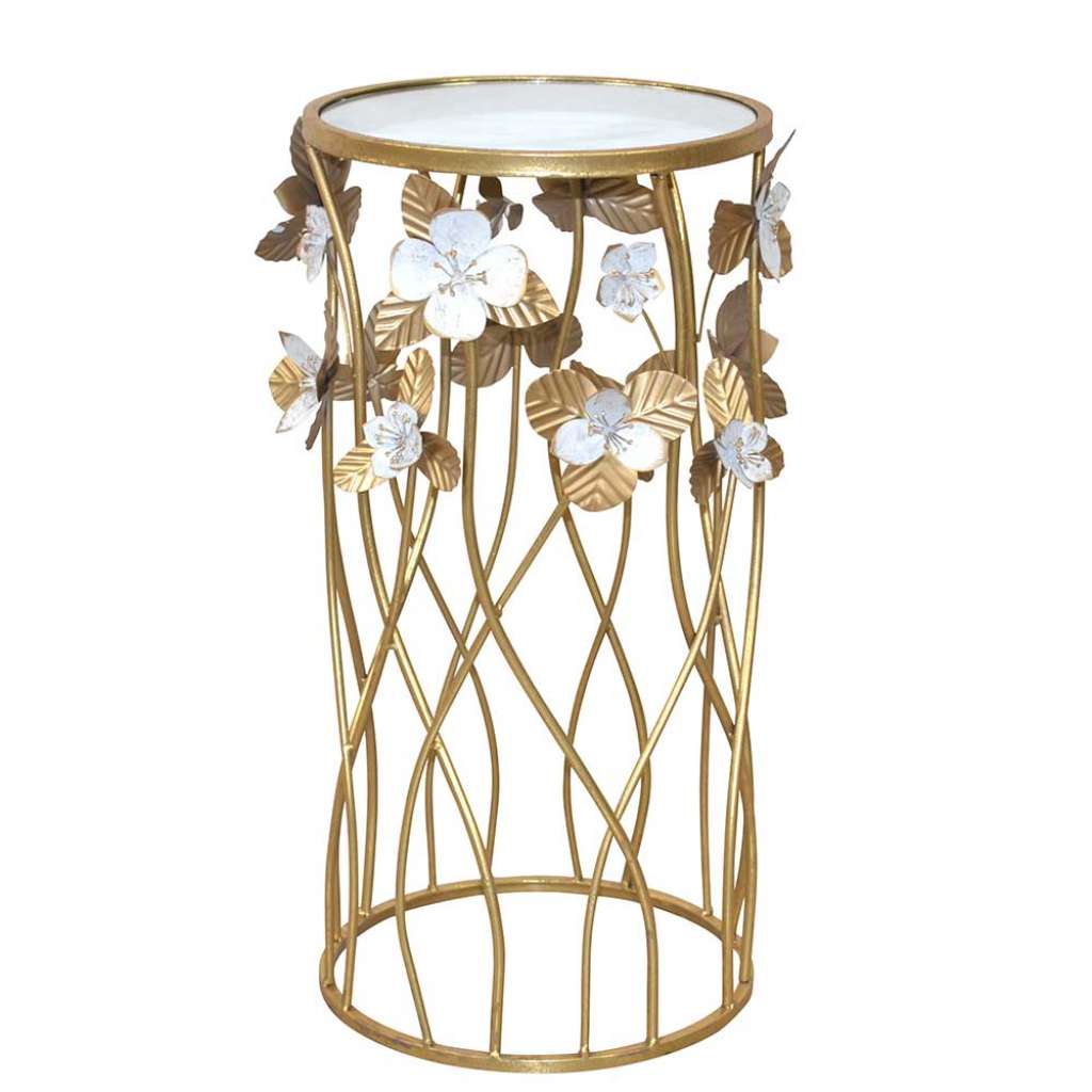 Designtisch im Vintage Look Metallgestell mit Blumen