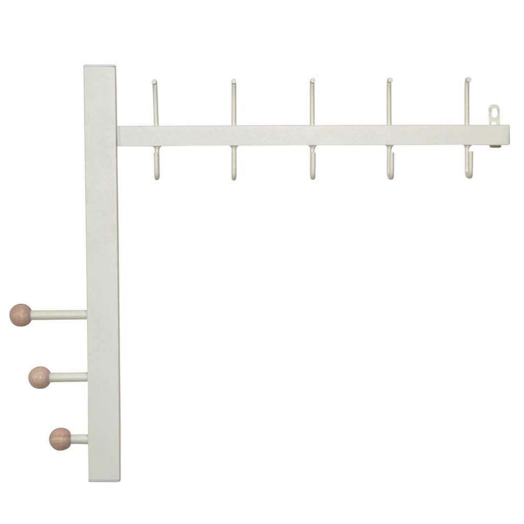 Wandgarderobe Metall in Weiß pulverbeschichtet 8 Kleiderhaken