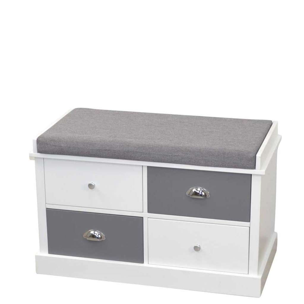 Garderoben Sitzbank in Weiß und Grau Polsterauflage