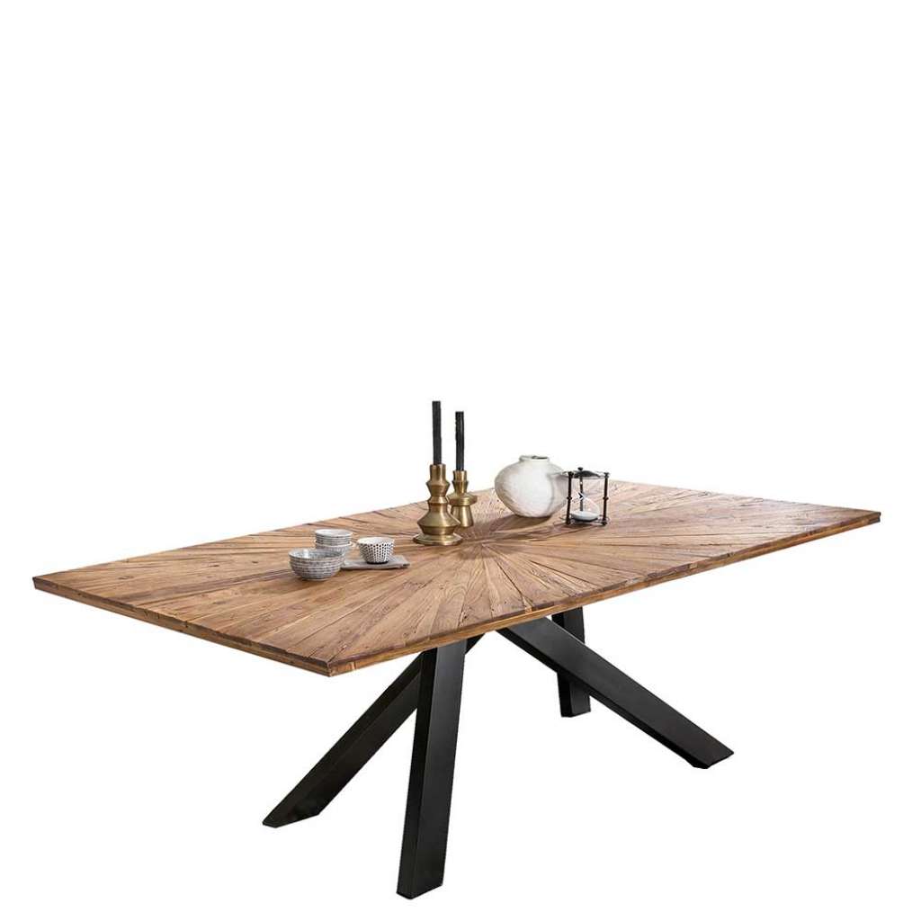Recycelter Esstisch aus Teak Massivholz Vierfußgestell