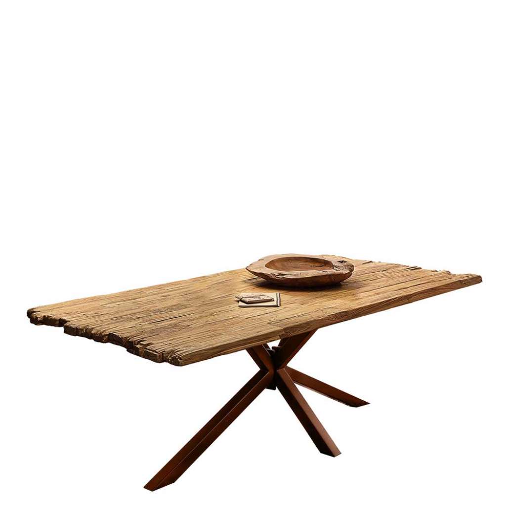 Tisch Recyclingholz in Teak und Braun Spider Gestell