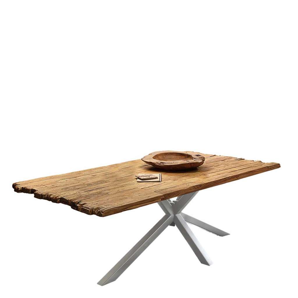 Esszimmertisch aus Teak Recyclingholz Spider Gestell