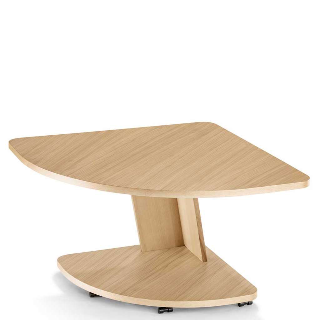 Eck Sofatisch in Asteiche furniert Rollen