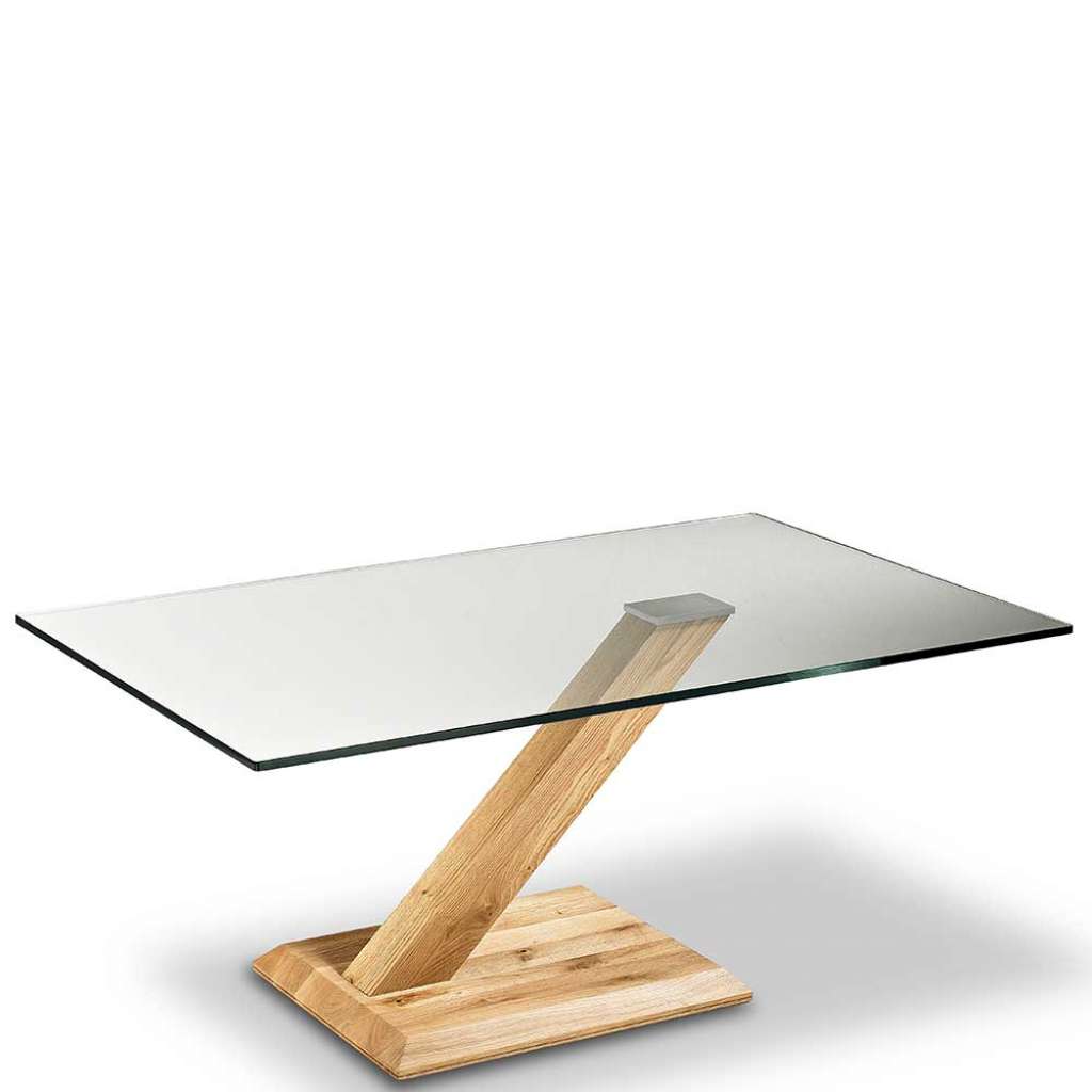 Designercouchtisch aus Asteiche Massivholz Sicherheitsglas