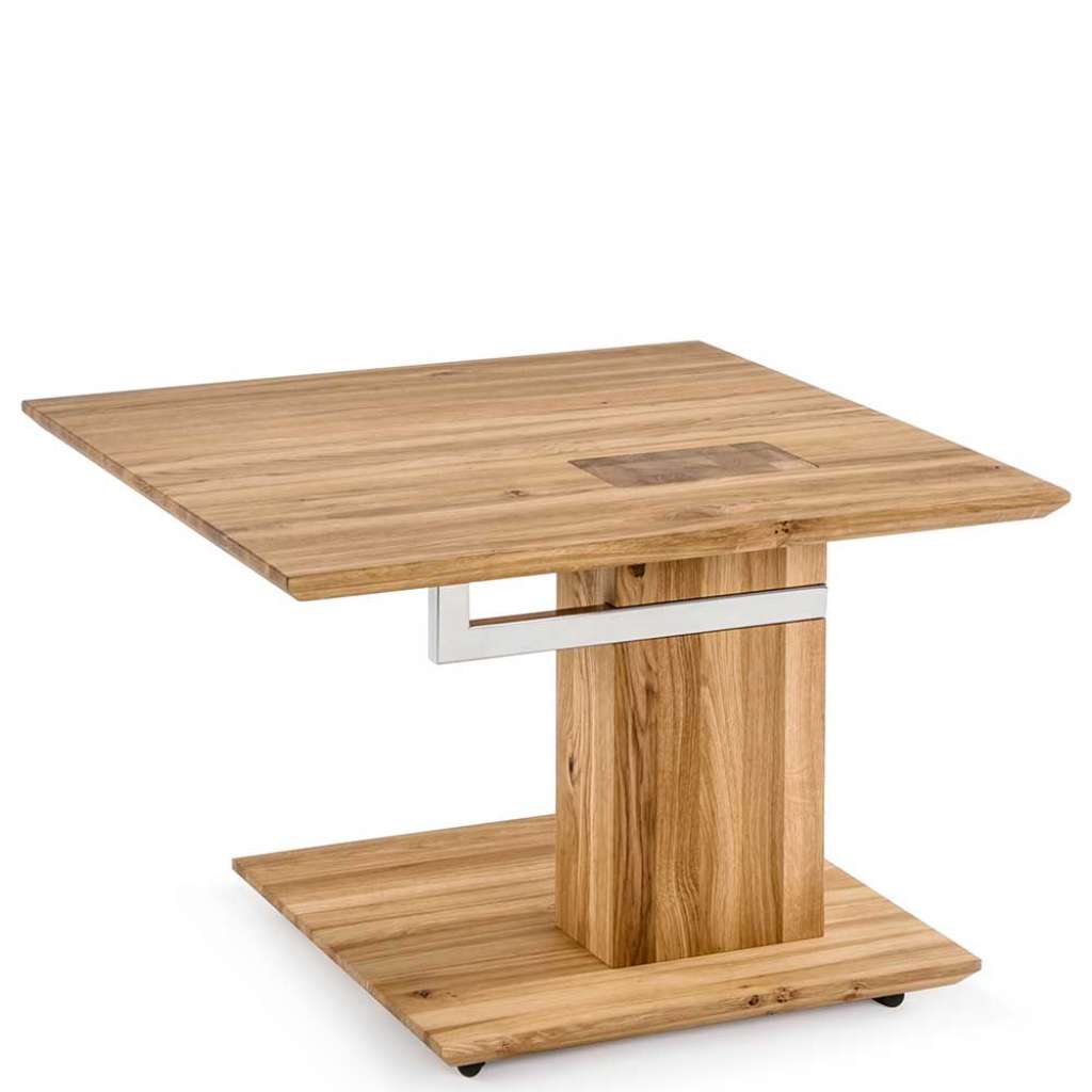 Couchtisch rollbar aus Asteiche Massivholz quadratischer Tischplatte