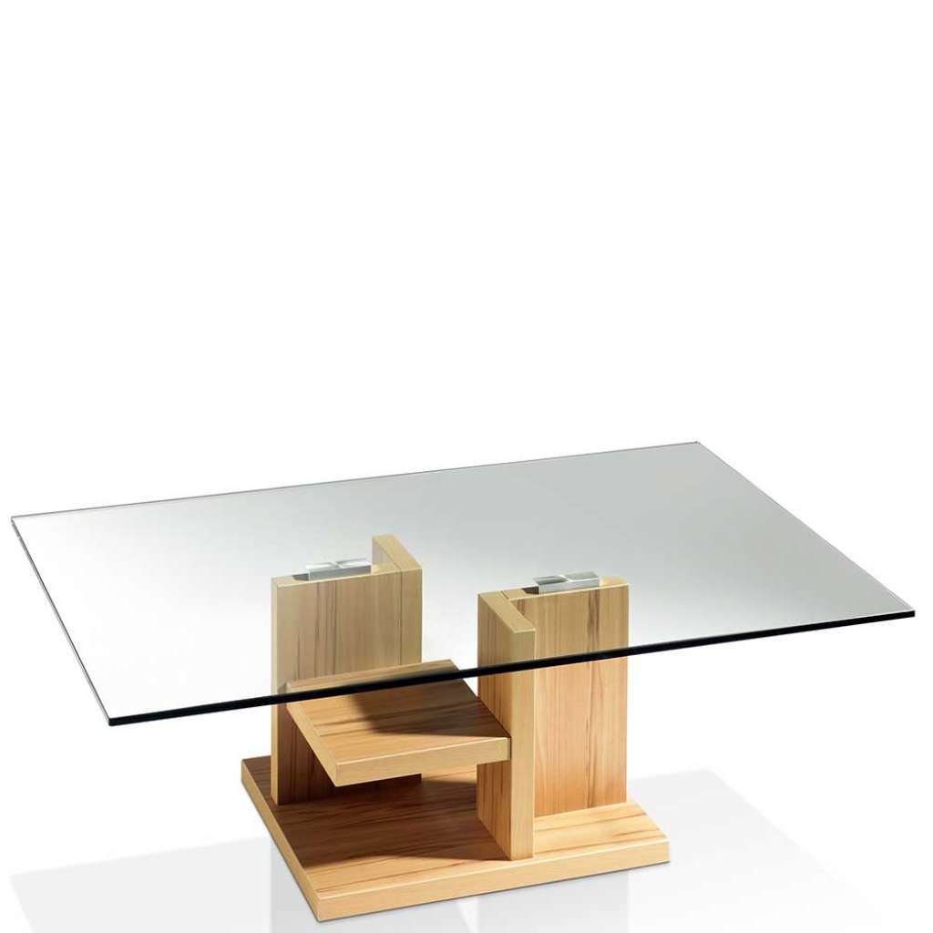 Designercouchtisch in Kernbuchefarben Sicherheitsglas Platte