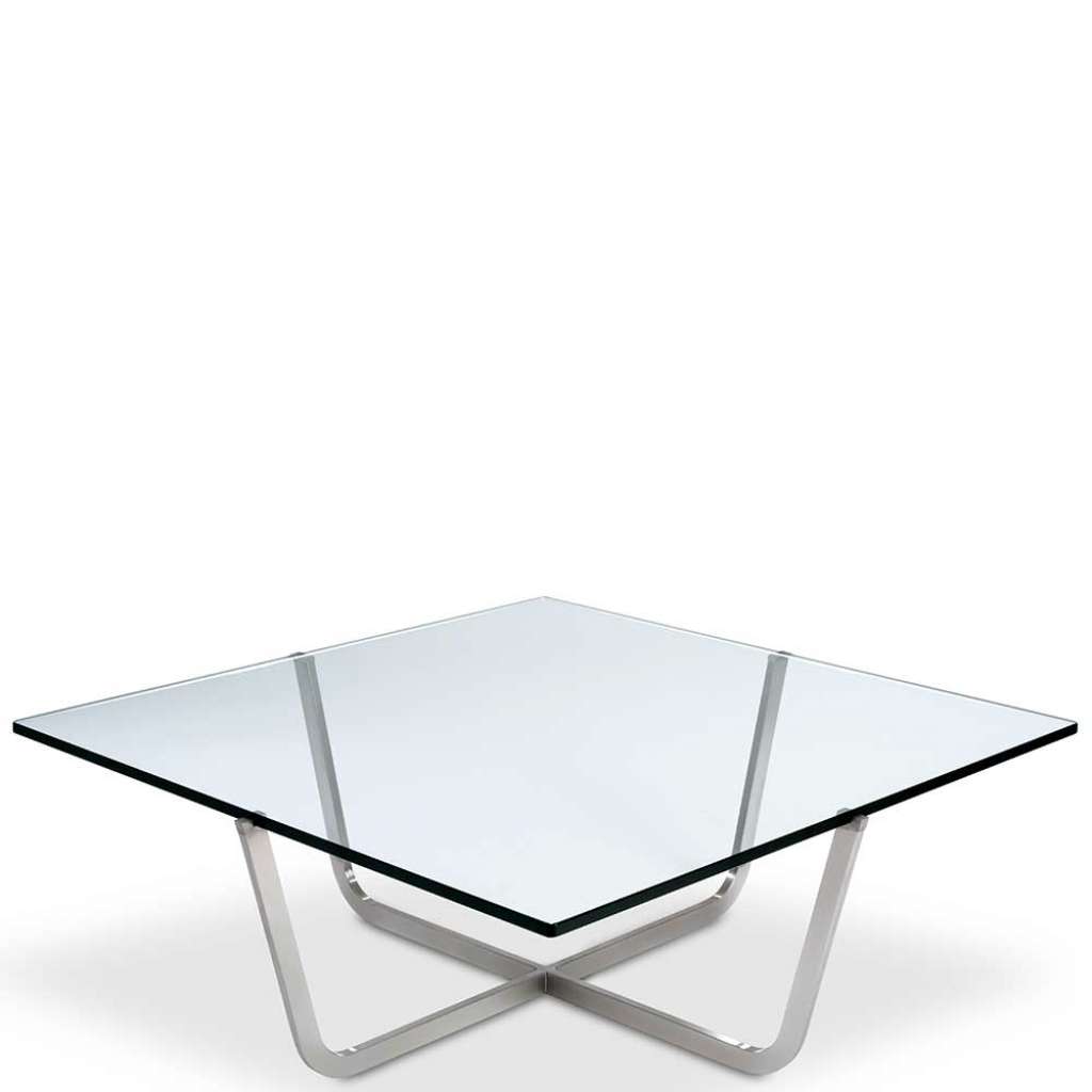 Design Glas Tisch mit Edelstahl Bügelgestell modernem Design