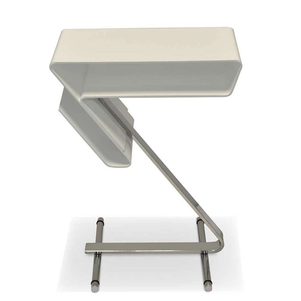 Anstelltisch in Weiß Acryl Metall Chromfarben