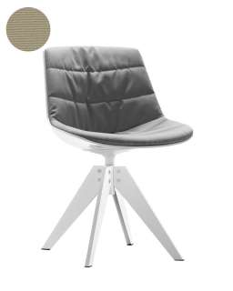 MDF Italia - Flow VN Drehstuhl Stahlgestell gepolstert - Manila 223 beige -  Schale und Gestell weiß - indoor