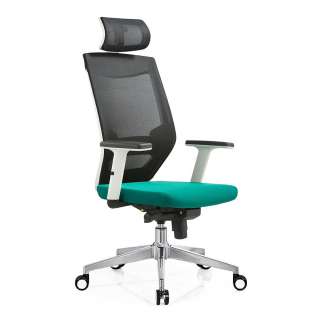 Ergonomischer Bürostuhl in Schwarz und Türkis hoher Lehne