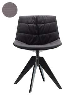 MDF Italia - Flow VN Drehstuhl Stahlgestell gepolstert - Manila 254 aubergine -  Schale und Gestell schwarz - indoor