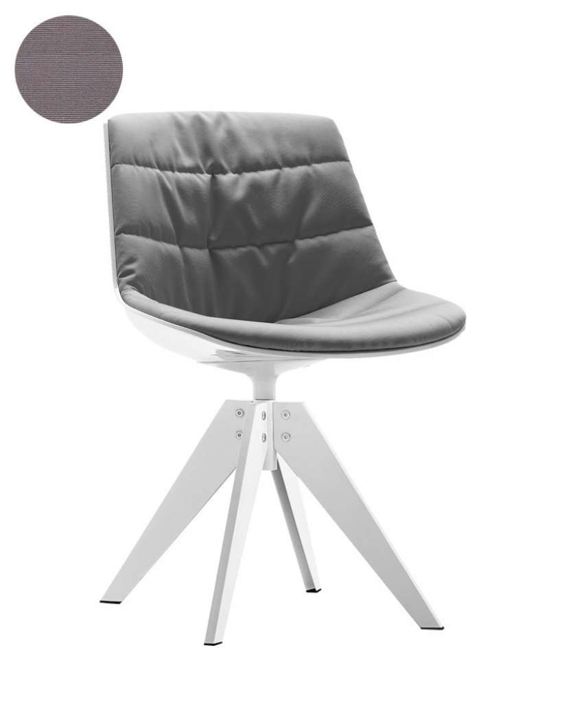 MDF Italia - Flow VN Drehstuhl Stahlgestell gepolstert - Manila 254 aubergine -  Schale und Gestell weiß - indoor