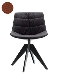 MDF Italia - Flow VN Drehstuhl Stahlgestell gepolstert - Manila 464 cognac -  Schale und Gestell schwarz - indoor