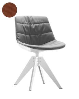 MDF Italia - Flow VN Drehstuhl Stahlgestell gepolstert - Manila 464 cognac -  Schale und Gestell weiß - indoor