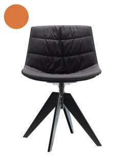 MDF Italia - Flow VN Drehstuhl Stahlgestell gepolstert - Manila 564 orange -  Schale und Gestell schwarz - indoor