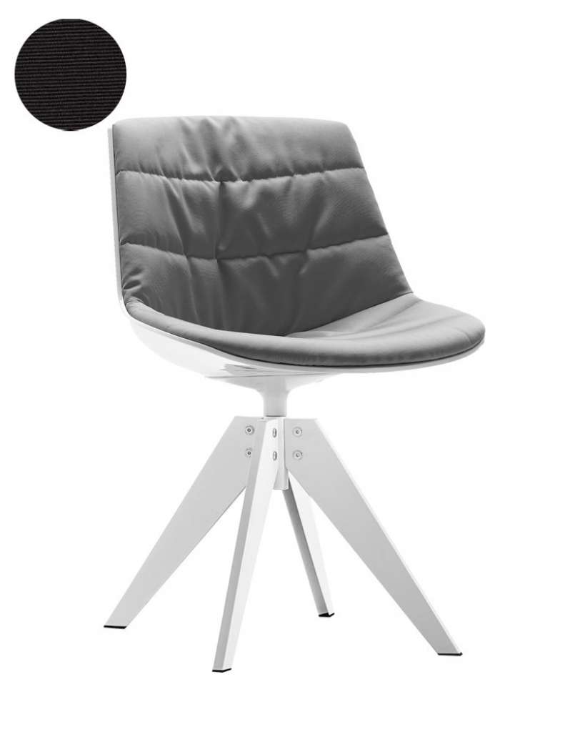 MDF Italia - Flow VN Drehstuhl Stahlgestell gepolstert - Manila 662 anthrazit -  Schale und Gestell weiß - indoor