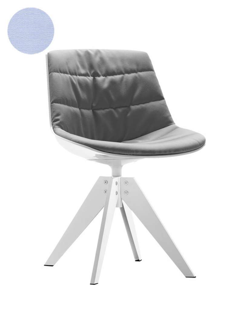 MDF Italia - Flow VN Drehstuhl Stahlgestell gepolstert - Manila 734 hellblau -  Schale und Gestell weiß - indoor