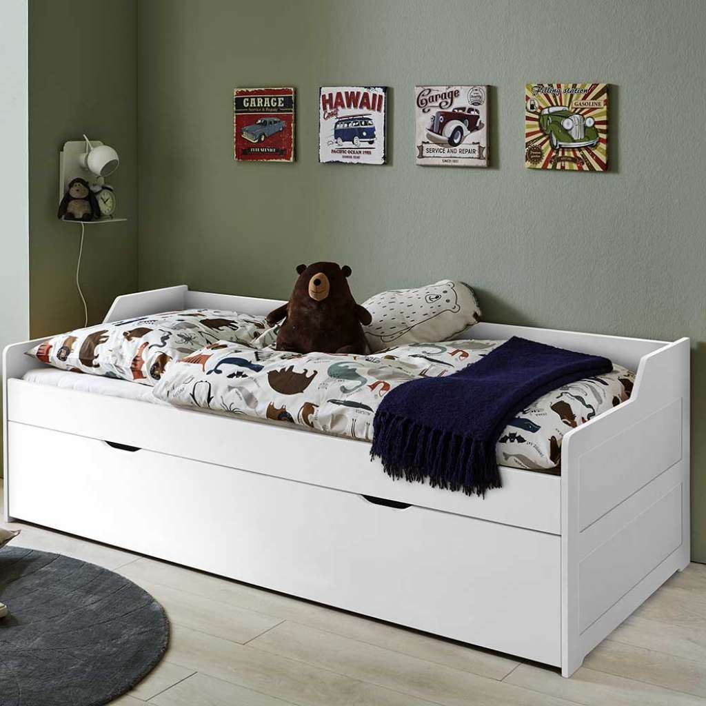 Kojenbett aus Buche Massivholz Weiß lackiert