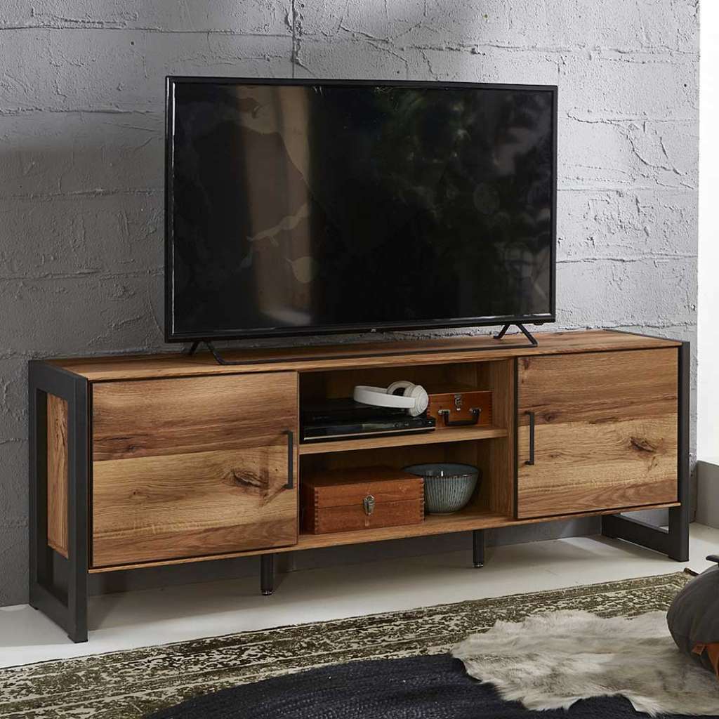 Fernsehunterschrank mit Alteiche furniert 2 offene Gerätefächer