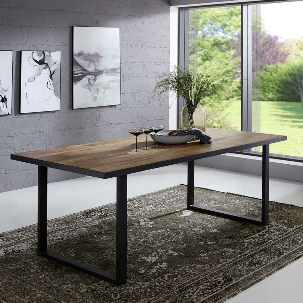 Esszimmertisch im Industry und Loft Stil Eichefarben und Dunkelgrau