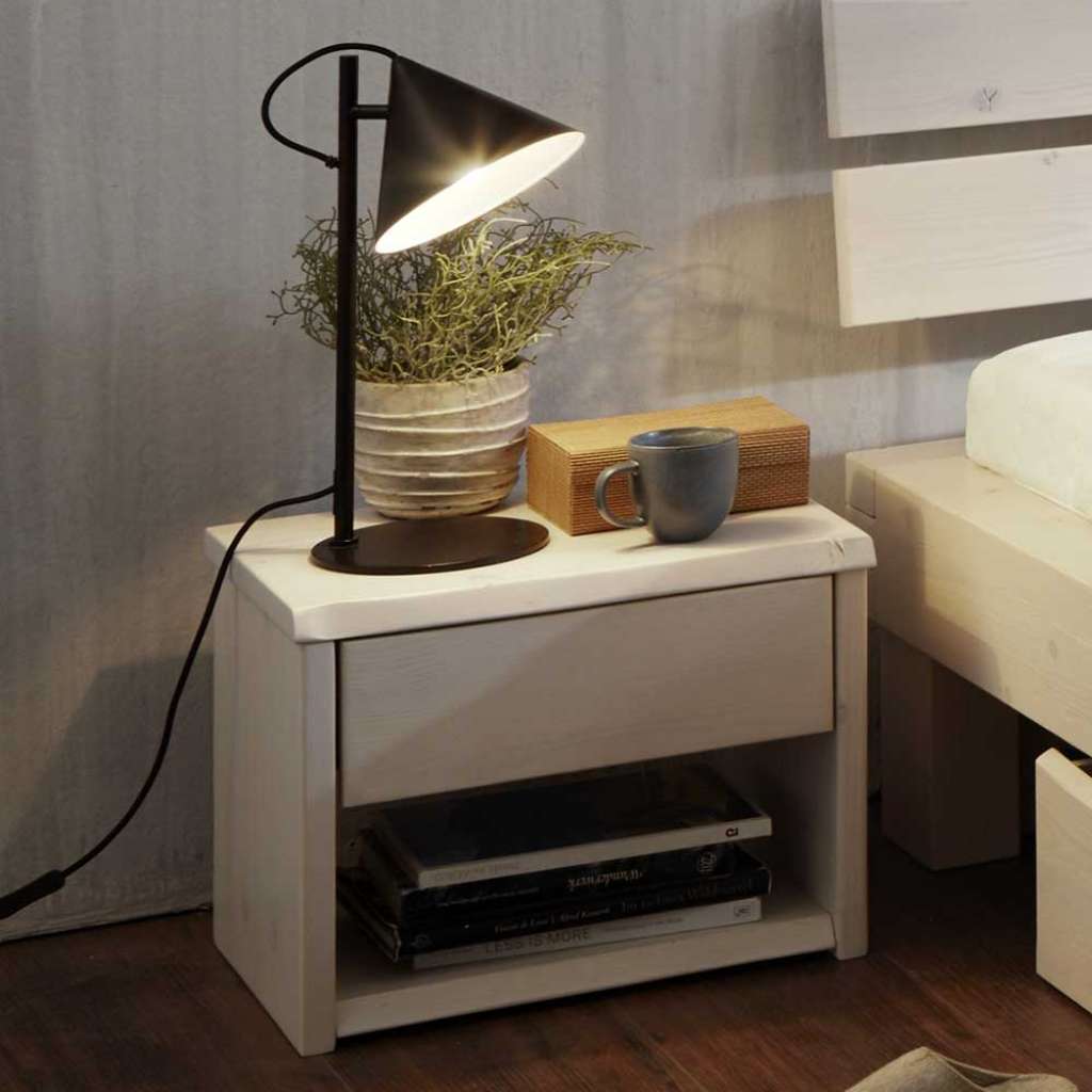Nachtkonsole für Futonbett Holz White Wash