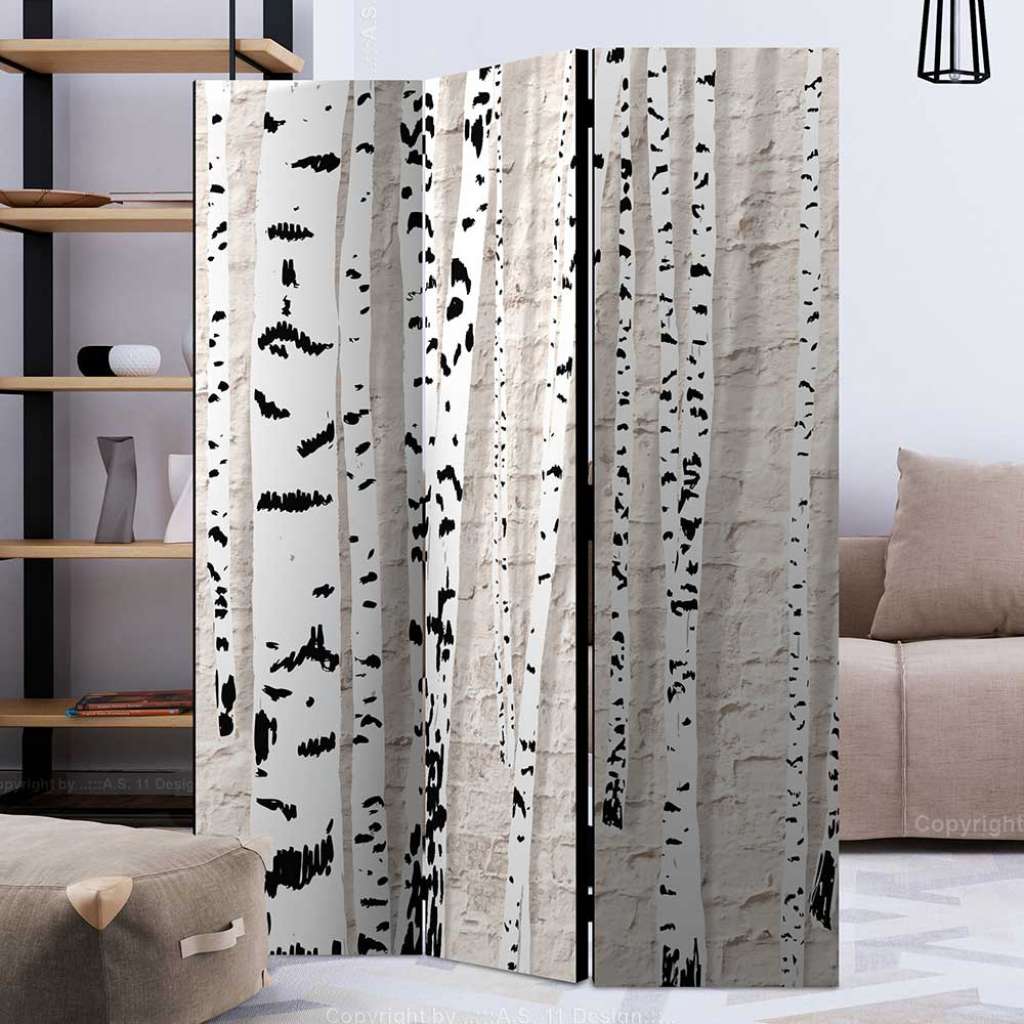 Umkleidewand im Skandi Design Birkenwald Motiv
