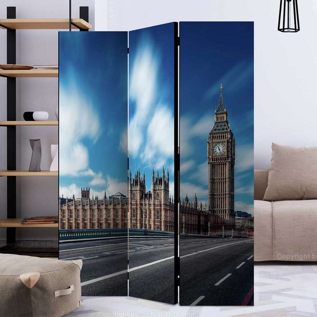 Leinwand Raumtrenner in Blau und Grau LONDON Ansicht