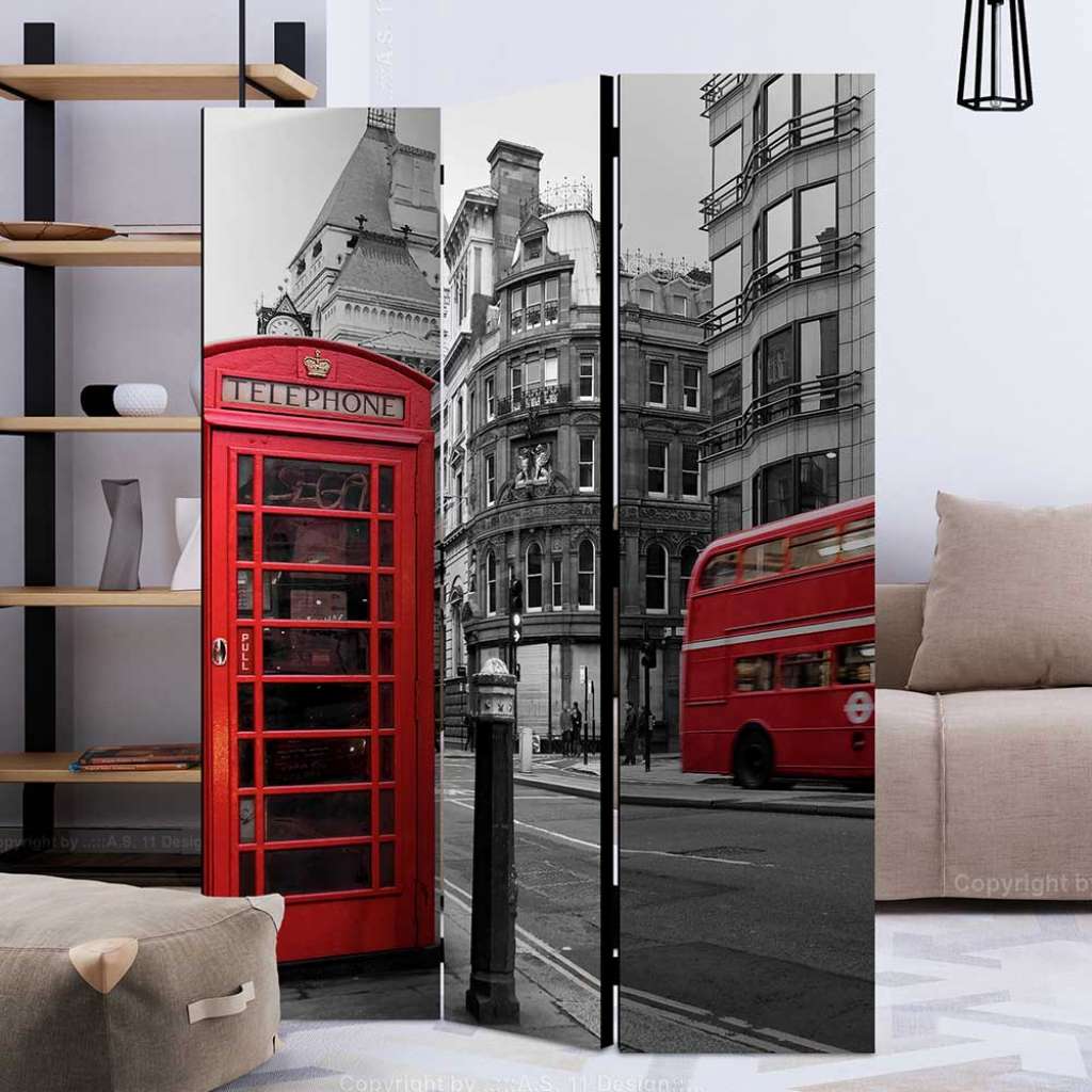 Spanische Wand in Rot und Grau LONDON Motiv