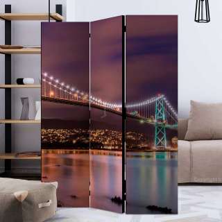Spanische Wand mit Leinwand Füllung Brücke bei Nacht Motiv