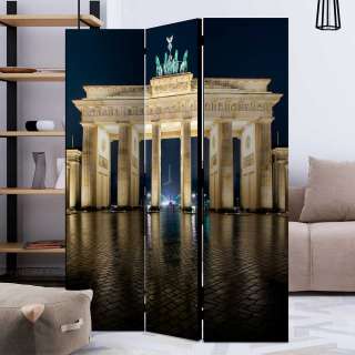Zimmer Trennwand in Dunkelblau und Sand BERLIN Motiv