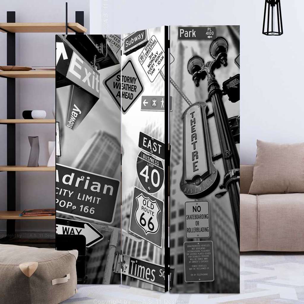 Leinwand Paravent in Grau Stadt NEW YORK Collage
