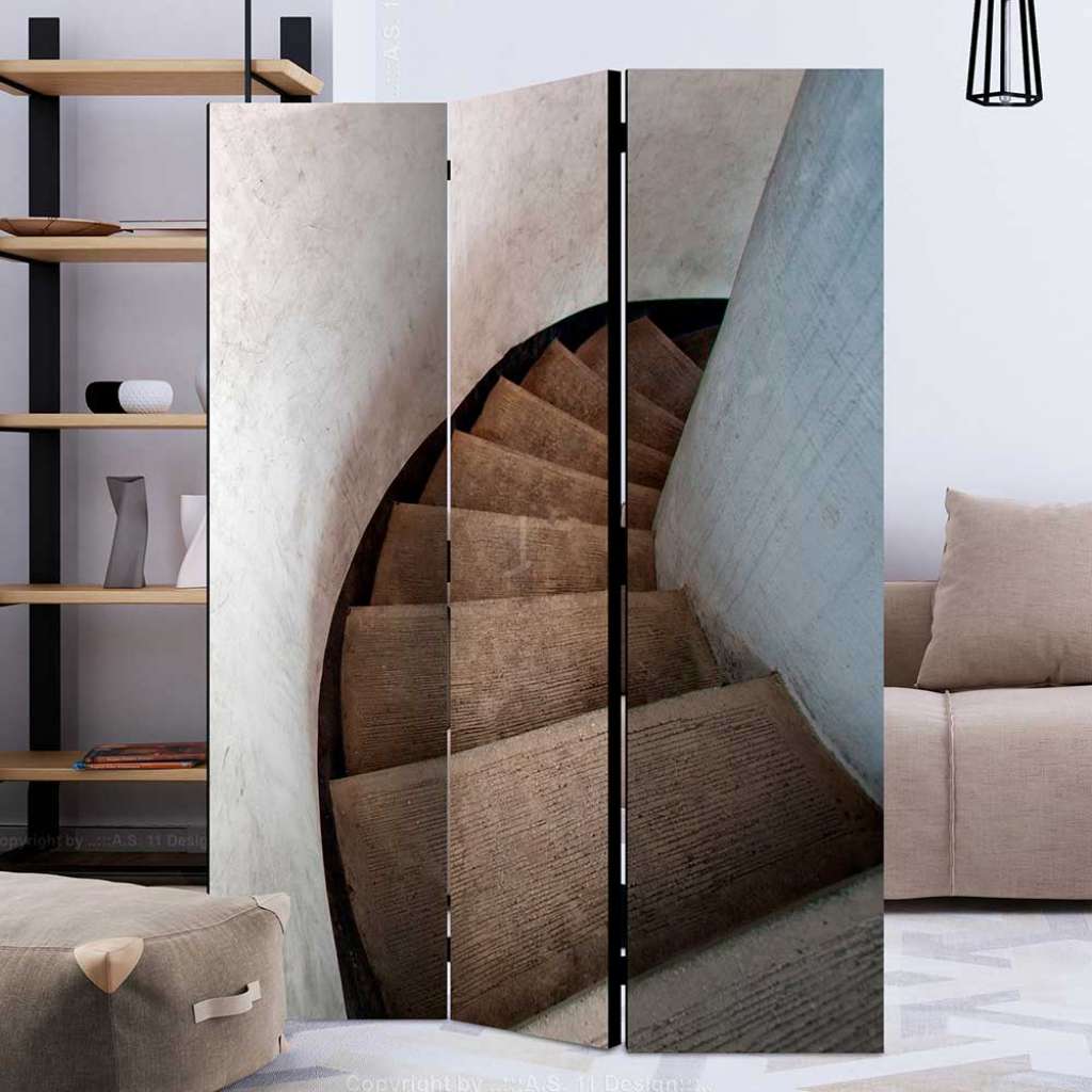Zimmer Raumteiler in Grau und Braun Treppen Motiv