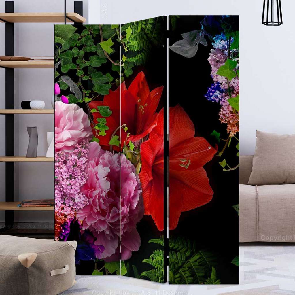 Paravent in Bunt mit Blumen 135 oder 225 cm