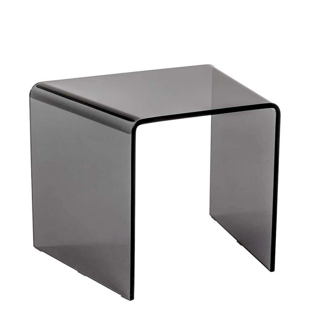 Couchtisch mit Wangen Gestell Floatglas grau